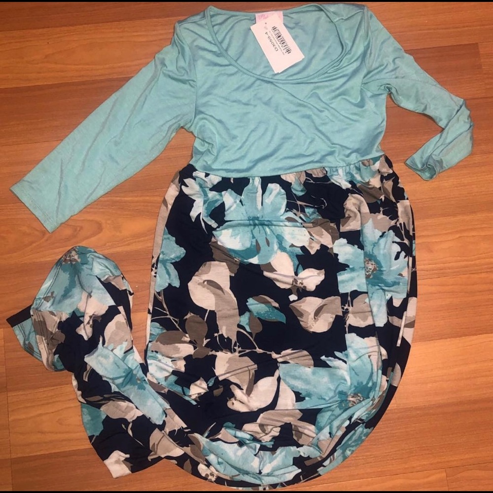 NWT teal floral dress